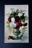 OLD POSTCARD CA YEAR 1910 FLOWERS CARNATIONS BOUQUET