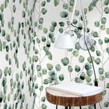 Leaf Eucalyptus Green Boho Watercolor Temporary Wallpaper, Little Leaf wall Decor