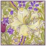 William Morris's Purple Golden Lily Detail Design Counted Cross Stitch Pattern