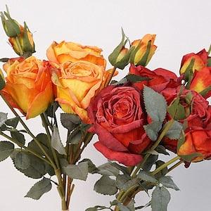 Dried Rose Bouquet with Buds, Artificial Flower Craft, Vintage Home Floral Decor, Wedding Party Bloom Arrangement, Dining Table Centerpiece