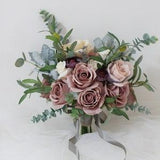 Mauve Bridal Bouquet, Boho Wedding Bouquet, Rustic Artificial Flower Bouquet,  Design in Rose, Peony and Eucalyptus