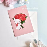 Rose Bouquet Bunny Card | Cute Card | Greeting Card | Gift | Handmade card | Valentine's Day | Anniversary | Card for Him | Card for Her