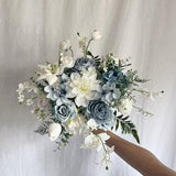 Faux bridal bouquet with dusty blue flowers, blue bouquet, white and blue bouquet, silk wedding bouquet, faux bridal bouquet