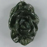 BG17110 # Hand Carved Peony Flower Moss Agate Pendant Bead Gemstone1 Pcs