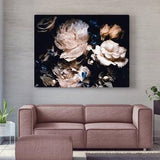White peony flower bouquet, Canvas Print, Botanical Print, Modern Wall Decor, Canvas Art, FOR SELF ASSEMBLY