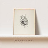 Antique Flower Sketch | Rose Bouquet Art | Vintage Floral Print #153
