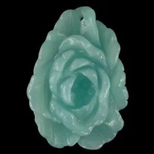 BD07446# Hand Carved Peony Flower  Amazonite Pendant Bead Gemstone 1 Pcs