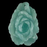 BD07446# Hand Carved Peony Flower  Amazonite Pendant Bead Gemstone 1 Pcs