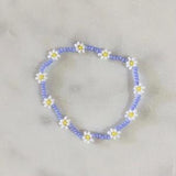 Periwinkle Daisy Seed Bead Bracelet/Anklet / Handmade Jewelry / Gift For Her / Spring Collection
