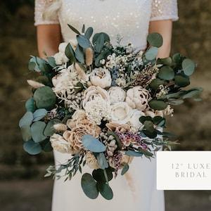 ZOE | Wood Flower Bouquet + Sola Wood Flowers, Eucalyptus, Champagne & Ivory