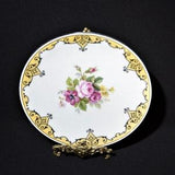 RS Germany Tillowitz Bone China lunch plate8 1/4" Vintage porcelain floral bouquet rose yellow black Reinhold Schlegelmilch
