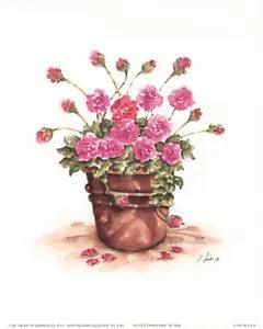 Nina Prints, Geranium Floral Planter Potted Carnations Set of 3 8x10