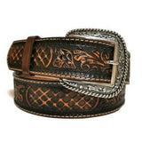 LEATHER BELT for WOMEN, Handmade, Western, With Removable Buckle, Brown , Embossed, Gift for Her