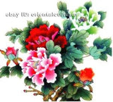 Chinese natural mulberry silk thread,su hand embroidery kits:peony flower