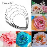 Gift 4PCS 3D Beautiful Flower Cake Mold Stainless Steel Peony Flower Teardrop-Sh