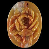 BB07104# Hand Carved Unique Cameo Peony Flower Multi-color Jade Pendant Bead