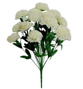 Cream 14-3.5" Carnation 20" Bush Silk Flower Home Holiday Wedding Outdoor Decor