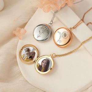 Custom Locket Necklace - Photo Locket Necklace - Sunflower Necklace Personalized Locket - Friend Birthday Gift - Best Friend  Gift