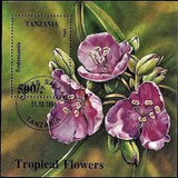 Tanzania 1994 Souvenir Sheet postage stamp Scott #1310 CTO Beautiful tropical flowers tradescantia orchid nature plants