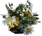 ASHLAND HANGING BASKET ARTIFICIAL FLOWERS  7??? SQUARE BASKET YELLOW DAISY FERN