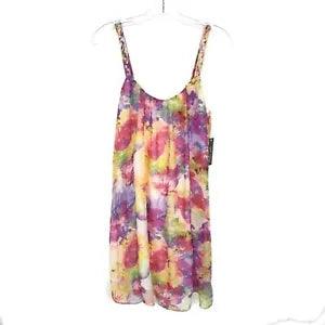 NWT Womens Size Small Charlie Jade Multicolor Peony Flower Floral Swing Dress