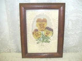 FRAMED PRESSED PANSIES W/ VICTORIAN LACE