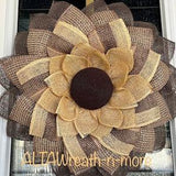 Outdoor Indoor Decor Poly burlap Wreath Summer Fall Autumn Wreath. Flower Sunflower Wreath. Front Door Home Decor. Gift Ideas.