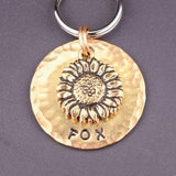 Personalized Sunflower Dog Tag, Yellow Gold Flower Dog Name Tag, Custom Dog Tags for Dogs, Cat Collar Tag Floral, Pet Name Tag, Bridle Tag