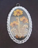 Vintage Dried Flowers~Under Glass Oval~Wall Hanging Plaque~LASTING IMPRESSIONS