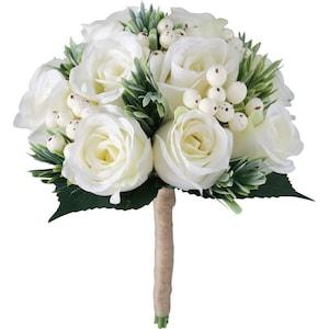 Berry Ivory Bridal Bouquet,Bridesmaids Bouquet,Wedding Flower,Wedding Bouquet,Boho Wedding,Artificial Flower Bouquet,Silk Wedding Flowers