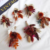 Burnt Orange Preserved roses boutonniere.Wedding dry flower decoration
