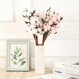 10 Heads Natural Dried Cotton Artificial Flowers Party Wedding Home Decoration