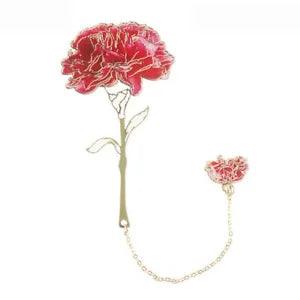 1 red peony flower bookmark metal bookmark 385
