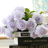 Lilac Wedding Flowers Bridal Bouquet Real Touch Roses 10 Stems Realistic Wedding Floral Decor Ceremony Reception Table Flowers HD1811-01