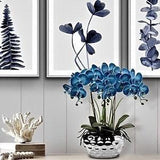 SANTORINI PARIS - Artificial Orchid Fake Flowers Real Touch - Silver Ceramic Pots - 45 Cm - Plant indoor - Home kitchen  - Decoration