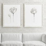 Set of 2 Peony, White Peony Painting, Abstract Flower Wall Decor, Watercolor Art Print, Shabby Chic Home Decor, Botanical Painting
