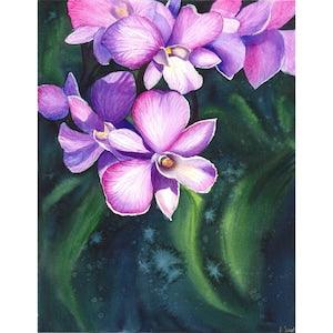 Orchids Painting Flowers Painting Pink Orchids Painting Orchids Watercolor Painting Orchid Art Orchid Original Painting Floral Painting
