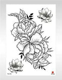 discount  fake peony lotus flower large 8.25" temporary arm tattoo