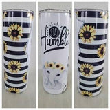 Stay Humble 20oz Stainless Steel Tumbler/Travel Mug with Slider Lid and Straw | Baby Elephant | Sun Flower Crown | Black and White Stripes