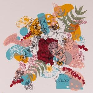 Flower Bouquet Wall Art, Poppy, Bleeding Hearts, Daffodils, Lilac