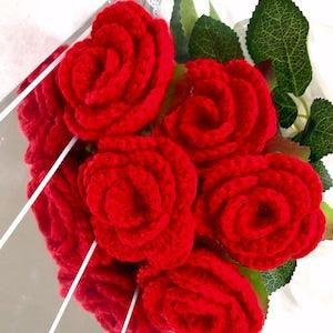 Crochet red color roses bouquet with beautiful package , personalized gift for Christmas gift ,
