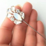 Rhinestone Lapel Pin, Blue Boutonniere, Groom Lapel, Rose Gold Bridal Pin, Men Boutonniere, Boutineer, Wedding Buttonhole, Groomsmen Lapel