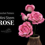 Mini Stem Rose Crochet Pattern - Crochet Flower Pattern for a Miniature Rose