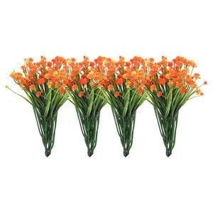 Artificial Flower Heads, Plastic Mini Peony Hydrangea Orange Red Faux 12Pcs