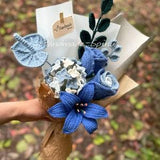 Handmade-Spinus Crochet Rose Bouquet, Mom Lily Flowers Bouquet, Handmade Artificial Gift for Girl Friend, Home Decor, Knitted Forever Flower
