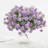 Silk Artificial Flower Carnation Bouquet Wedding Decoration Home Party Fake Tool