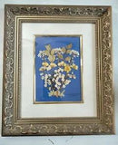 Framed Pressed Flower Handmade Art in Recycled Frame Signed PA Artist Blue