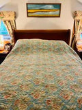 TRADITIONS BY PAMELA KLINE Blue Lily Of The Valley Quilt Queen Size 94???x 90???