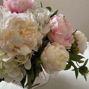 Large Real Touch Silk Peonies & Silk Hydrangea Bouquet | Silk Peony Flower Arrangement | Peony Bouquet |Wedding flowers |Bridal bouquet