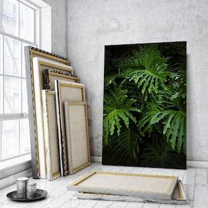 Green Leaves Plant wall art decor ideas, Plants art for interior decor, Leaf print canvas, Big Leaves picture print, Leaves painting canvas